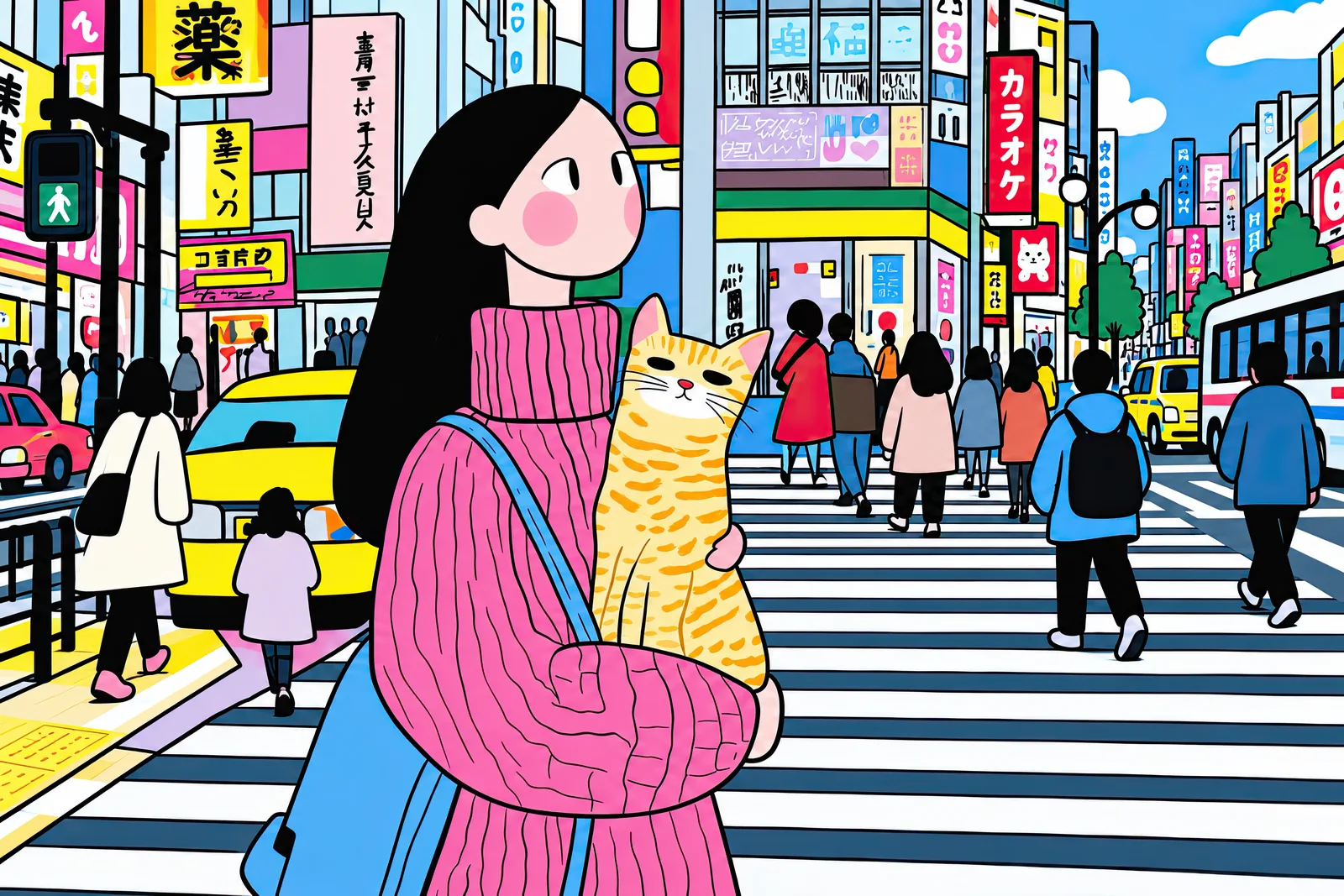 City Girl & Ginger Cat landscape version
