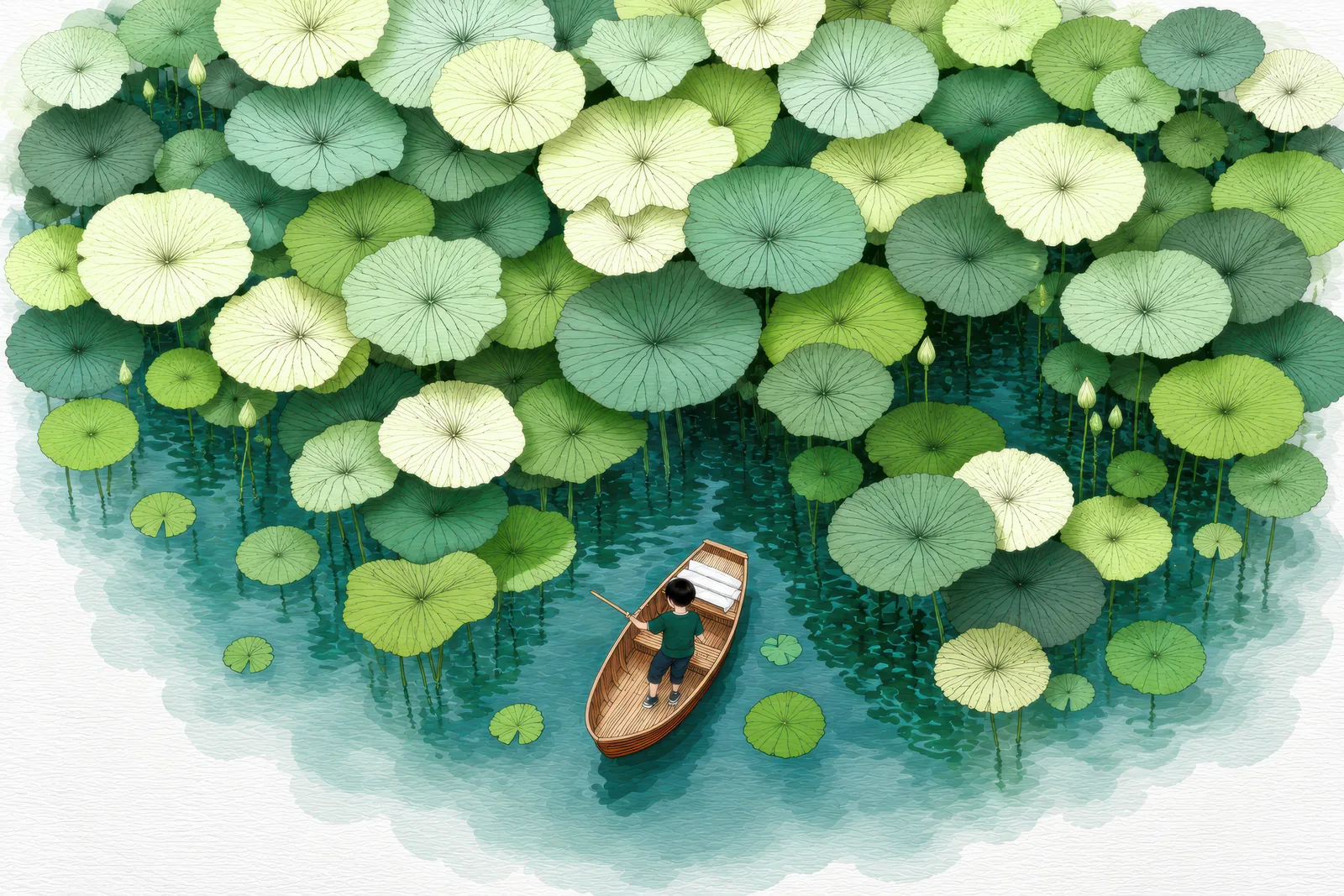 A Boat Among the Leaves landscape version